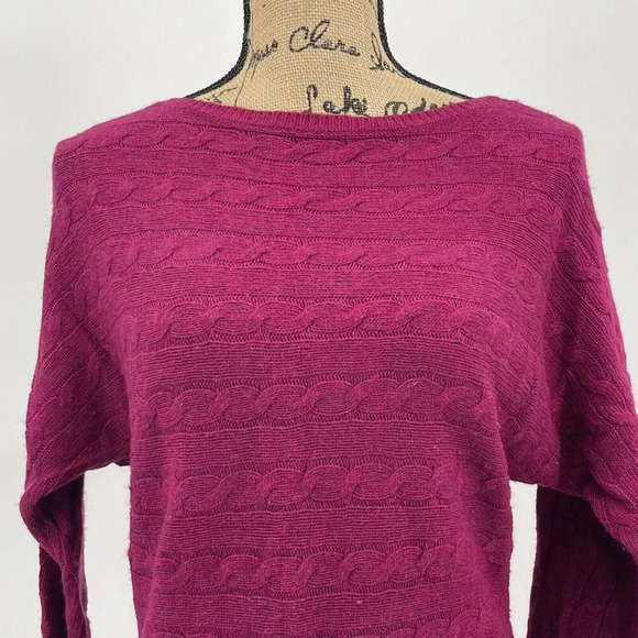 Lauren Ralph Lauren Sweater Women Medium M Raspberry Pink Cotton Wool Blend Knit - Picture 3 of 5